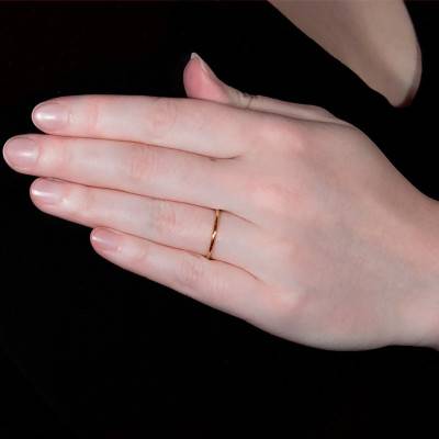 Rose Gold 750 Half-Round Standard Wedding Ring, 3,5 mm Width - Amore