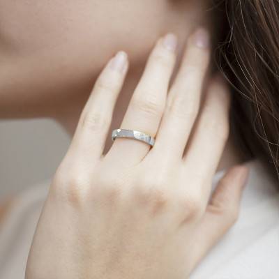 750/1000 White Gold Comfort Demi-Dome Wedding Ring, 5 mm Width - Amore