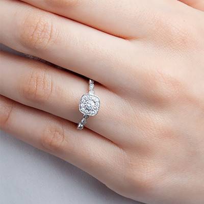Solitaire Accompagné Isabela Diamants & Or Blanc 750 - Alliantine