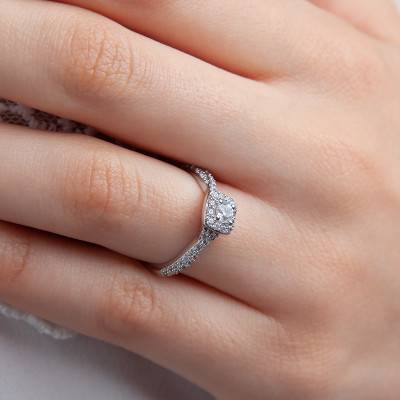 Solitaire Accompagné Olivia Diamants & Or Blanc 375 - Alliantine