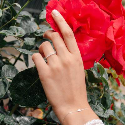 Palladium-Plated 750 White Gold Comfort Geometric Beaded Wedding Ring - Alliantine