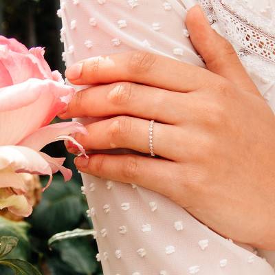 Alliance Perlée Losanges en Or Blanc Palladié 750 & Diamants - Alliantine