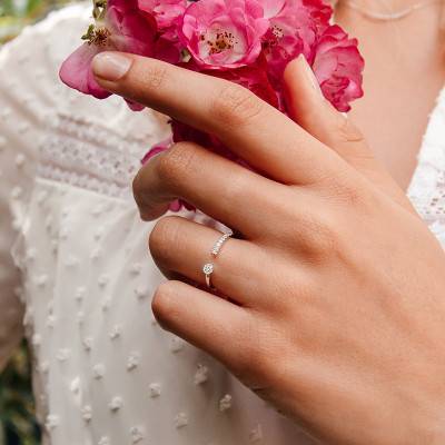 Alliance Ouverte en Or Blanc Palladié 750 & Diamants - Alliantine