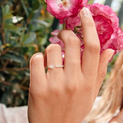 Alliance Ouverte en Or Blanc Palladié 375 & Diamants - Alliantine