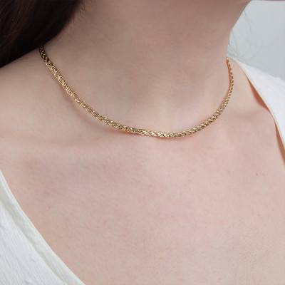 Fancy S-Link 750/1000 Yellow Gold Chain, 42 cm Length, 3 mm to 6 mm Width - Manillon