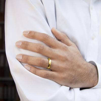 Yellow 750/1000 Gold Half-Dome Standard Wedding Ring, Width 4.5 mm - Amore
