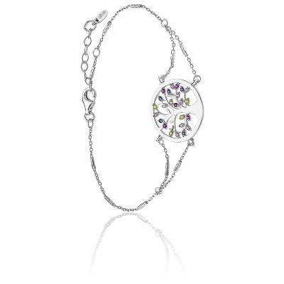 Bracelet Jonc Arbre De Vie – Or Rose Et Strass Zircon – Bijou Femme – Neuf Sans Boîte