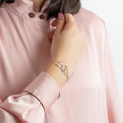 925 Silver 2 Hearts Bracelet, Length 16 cm to 18.5 cm - LP1818-2/1 - Lotus
