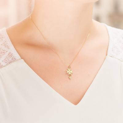 750/1000 Yellow Gold Huguenot Cross, 10 x 20 mm - Augis