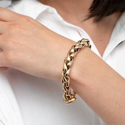 Gold-Plated Steel Chain Bracelet, Length 20 cm, Width 1 cm - LS2127-2/2 - Lotus