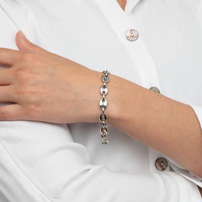 Steel Lotus Style Urban Man Coffee Bean Chain Bracelet, Length 21.2 cm - LS2140-2/1 - Lotus