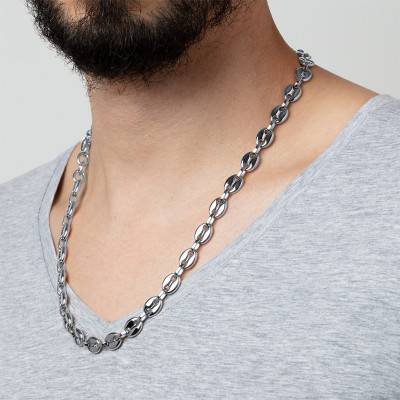Steel Lotus Style Urban Man Coffee Bean Chain, Length 55 cm - LS2140-1/1 - Lotus