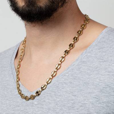 Lotus Style Urban Man Gold Steel Coffee Bean Chain, Length 55 cm, Width 9 mm - LS2140-1/2 - Lotus