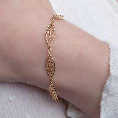 Bracelet Maille Filigrane Or Jaune 750, Longueur 18 cm - Manillon