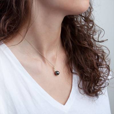 750 Yellow Gold & Tahitian Pearl Pendant 10/11 mm - Négoce-îles