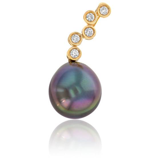 Pendentif en or jaune serti de diamants et perle de Tahiti. main image 1