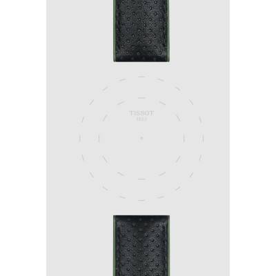 Official Tissot Green Rubber/Black Leather wall clock Strap 22 mm T852046787 - Tissot