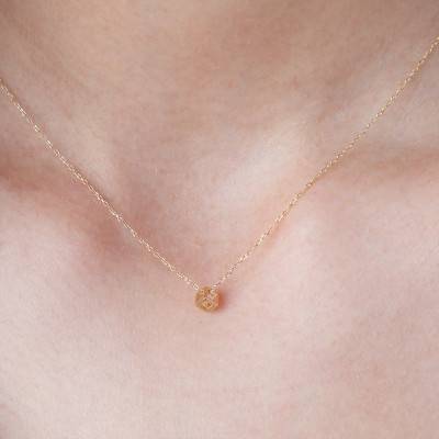 750/1000 Yellow Gold & Diamond 0.10 ct Cube Necklace, Length 40 cm to 42 cm - Demetra