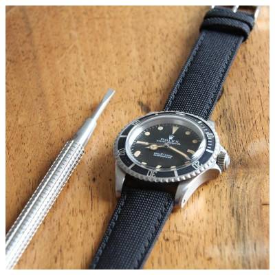 Bracelet de montre Larmor Plage Toile Noir - Avel & Men