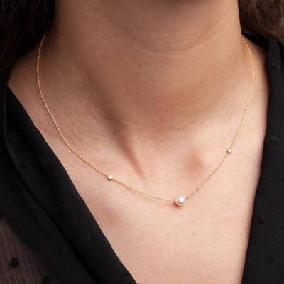 Collier perle de culture eau douce et oxyde, Longueur 42 à 45 cm - Emanessence