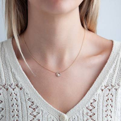 Collier anneau perle de culture eau douce et oxyde, Longueur 42 à 45 cm - Emanessence