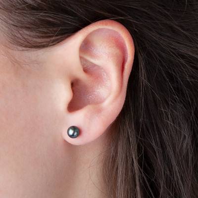 Boucles D'Oreilles Perles De Culture Noires Et Or Jaune 750 - Emanessence