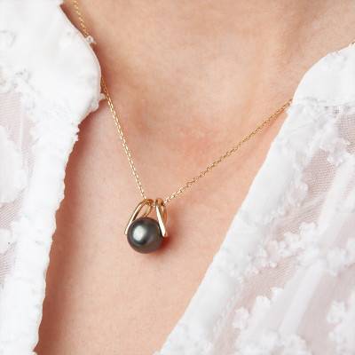 Collier Perle de Tahiti, Or Jaune 750, Longueur 42 à 45 cm - Emanessence