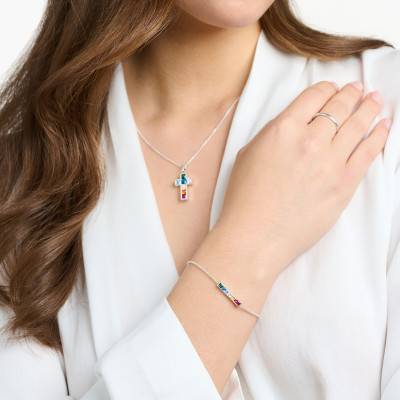 Bracelet Rainbow serti rail en Argent, Longueur 16 à 19 cm - A2068-477-7 - Thomas Sabo