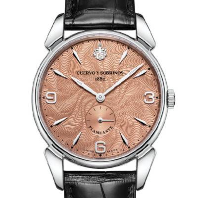 Salmon 375/1000 Gold Flameante Watch 3130.1S-MON - Cuervo y Sobrinos