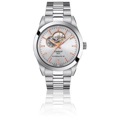 Montre homme automatique tissot t-classic gentleman powermatic 80 silicium  acier argenté - automatiques - edora