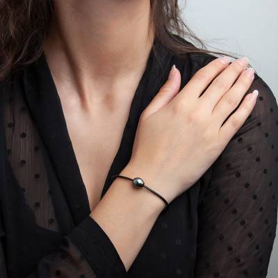 Black Cord & Tahitian Pearl Bracelet - Emanessence