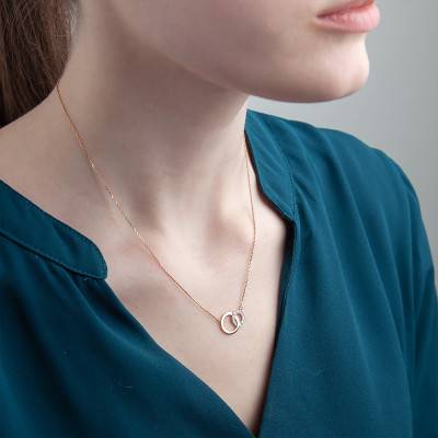 Collier Cercles Infini 2 Ors 750 & Diamant, Longueur 42 cm - Joelli