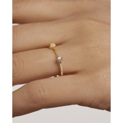 JUNO Zena Yellow Gold-Plated & Zirconium Oxide and Labradorite Ring - AN01-652-10 - Pdpaola