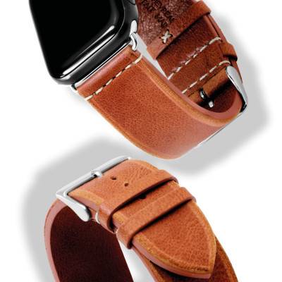 Orange Leather Apple Watch Amarillo Watch Strap 720 - Bracelet Rochet