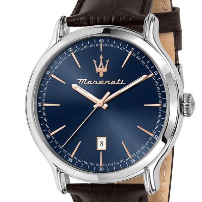 Montre Epoca Bleue Cuir Marron R8851118016 - Maserati