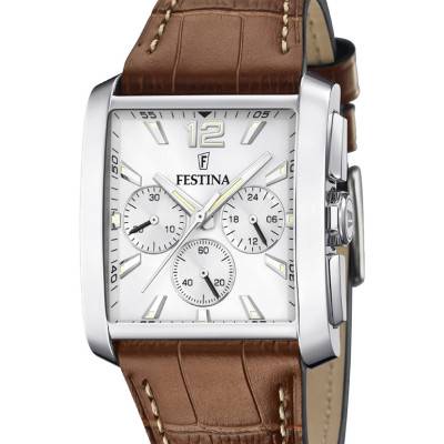 Timeless Chronograph Brown Leather Watch F20636/1 - Festina