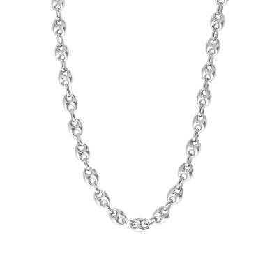 925 Sterling Silver Coffee Bean Chain Necklace, Length 48 cm - Clio Blue