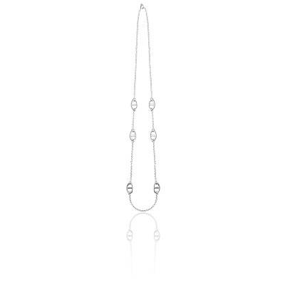 Sautoir Argent Sterling 19ème Siècle - Collier Long Vintage, Occasion Avec Patine Du Temps
