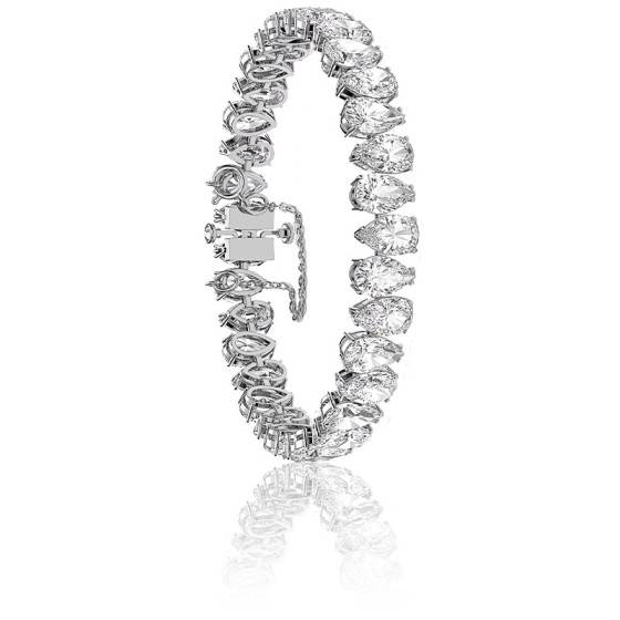 Bracelet Vintage Couleur Or Rhodié Avec Solitaire Et Cristaux Type Diamant - Modèle 629