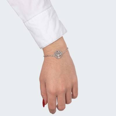Lotus Style Steel Tree of Life Bracelet, Length 20.50 cm - LS2194-2/1 - Lotus
