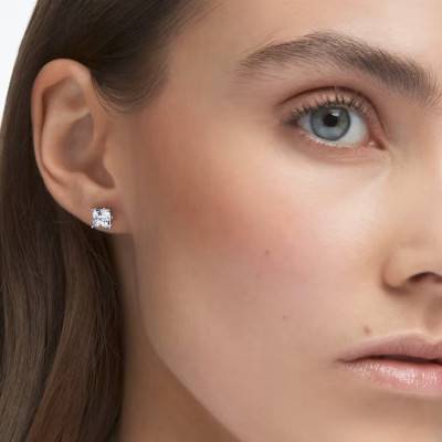 Attract Stud Earrings in Rhodium-Plated Metal & Clear Crystal - 5430365 - Swarovski
