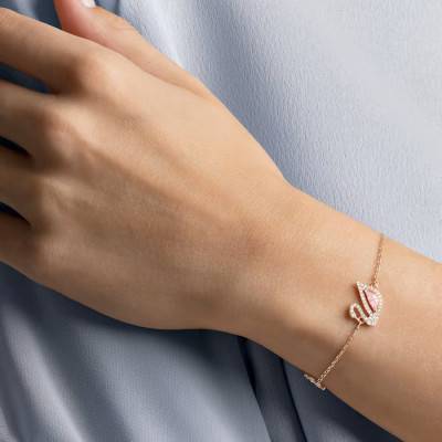 Rose Gold-Tone Metal & Crystal Dazzling Swan Bracelet, Length 17.5 cm - 5485876 - Swarovski