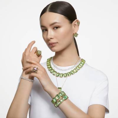 Green Yellow Gold-Plated Chroma Cocktail Ring - 5630316 - Swarovski
