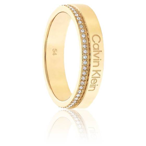 Bague Minimal Cristaux Acier Dor 35000201B Calvin Klein Ocarat