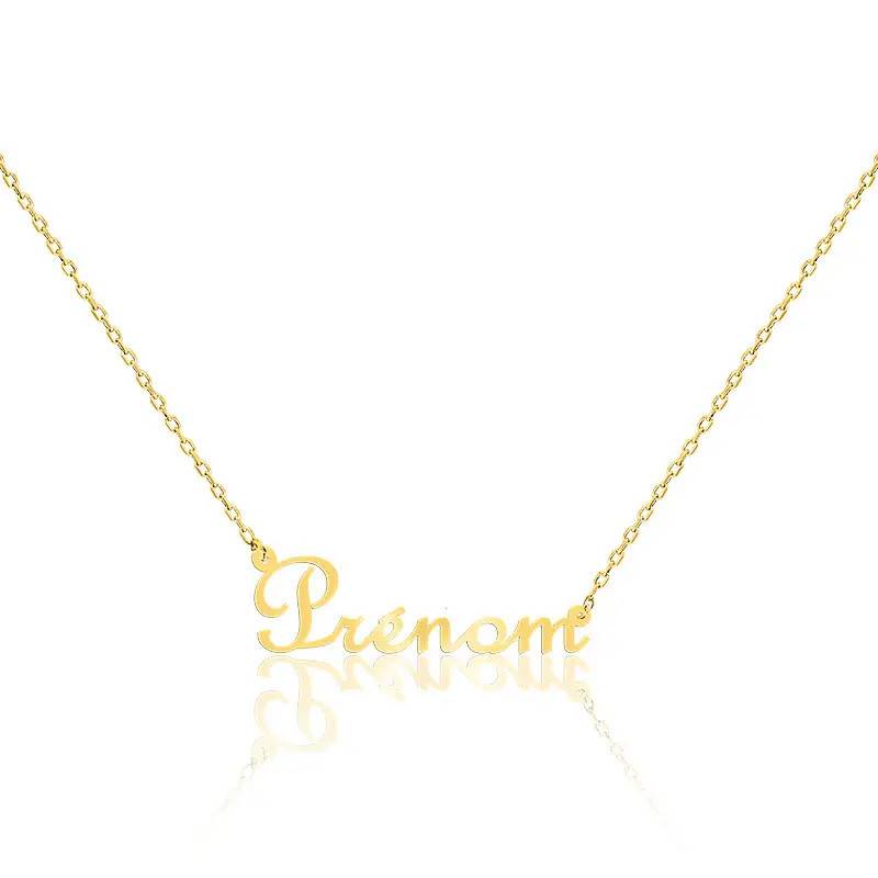 Collier Personnalisé Avec Prénom - Acier Hypoallergénique - Pendentif Gravé Laser - Chaîne Ajustable 40-45 Cm - Cadeau Femme