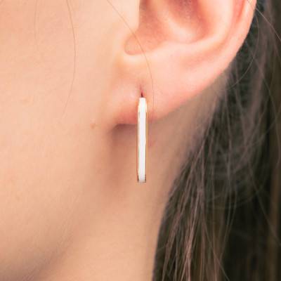 Créoles J en Argent doré à l'or fin et Émail Blanc - Emanessence
