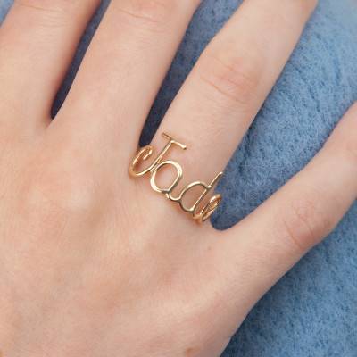 Bague Prénom Personnalisé Fil Or Jaune 375 - Emanessence