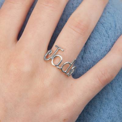 Bague Prénom Personnalisé Fil Or Blanc - Emanessence