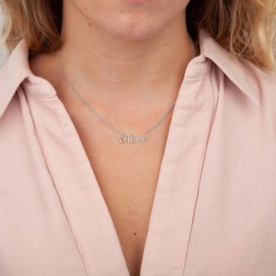 Customizable White Gold Name Necklace, 42 cm Length - Emanessence