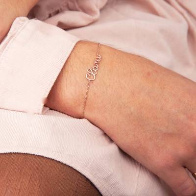 Bracelet Personnalisé Prénom Fil Or Rose, Longueur de 15 à 16 cm, Largeur 1 mm - Emanessence